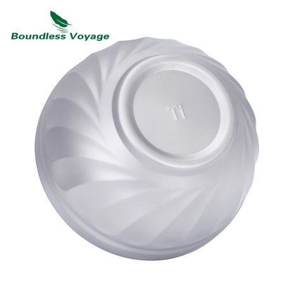 Boundless Voyage Titanium Double-Wall Bowl Set – 500ml + 800ml, Magnolia Embossed, Anti-Scald Ti1168T/Ti1169T