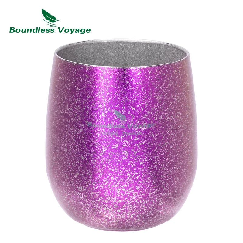 Boundless Voyage Pure Titanium Double-Walled Cup Egg Shape Lightweight Portable Coffee Water Mug Outdoor Camping Drinking Cup Ti3084D