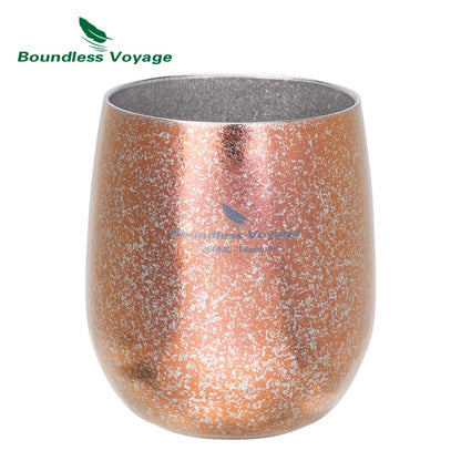 Boundless Voyage Pure Titanium Double-Walled Cup Egg Shape Lightweight Portable Coffee Water Mug Outdoor Camping Drinking Cup Ti3084D