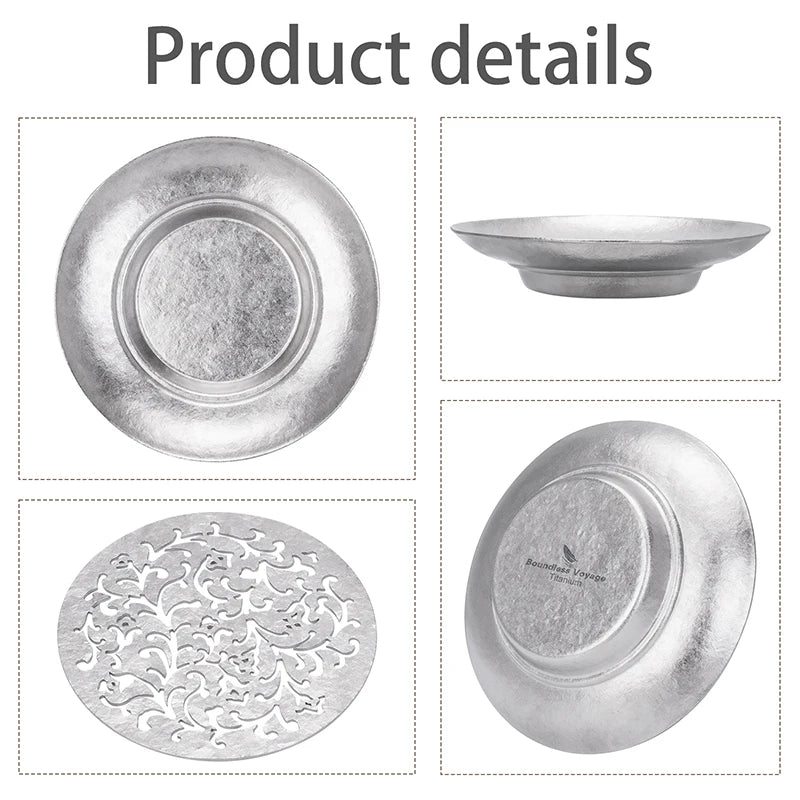 Boundless Voyage Titanium Cup Saucer, Detachable Drainage Coaster, Lightweight Tea Coffee Tray 13cm Plate for Camping Hiking Ti3201D