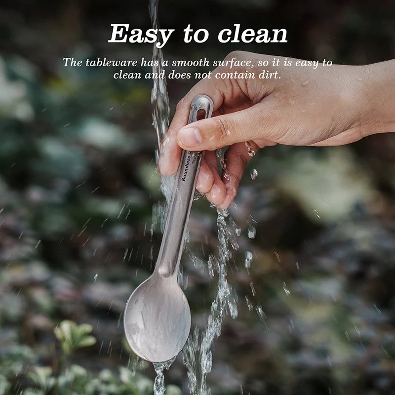 Titanium Spoon Spork Camping Tableware Lightweight Outdoor Travel Flatware Backpacking Hiking Portable Utensils for Kitchen Ti1036T