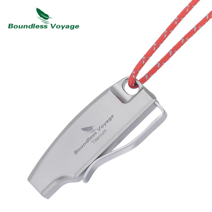 Boundless Voyage 120dB Titanium Survival Whistle Compact Emergency Safety Whistle Ultralight Whistles for Outdoor Hiking Camping Ti9028O