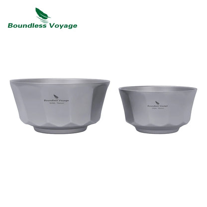 Boundless Voyage 500ml/800ml Double Walled Titanium Bowls Camping Bowl Lightweight Druable Hiking Utensil for Outdoor Dining Ti1174T