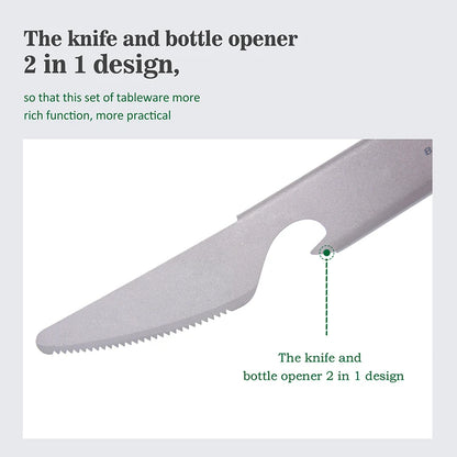 Boundless Voyage Titanium Cutlery Set Small Outdoor Camping Portable Knife Fork Spoon Bottle Opener Travel Lightweight Tableware Ti1077T