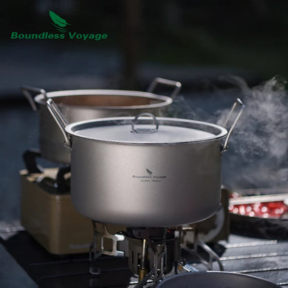 Boundless Voyage Titanium Steam Pot Compact Food Steamer Pan Camping Pot Outdoor Cookware Lightweight Portable Hiking Saucepan