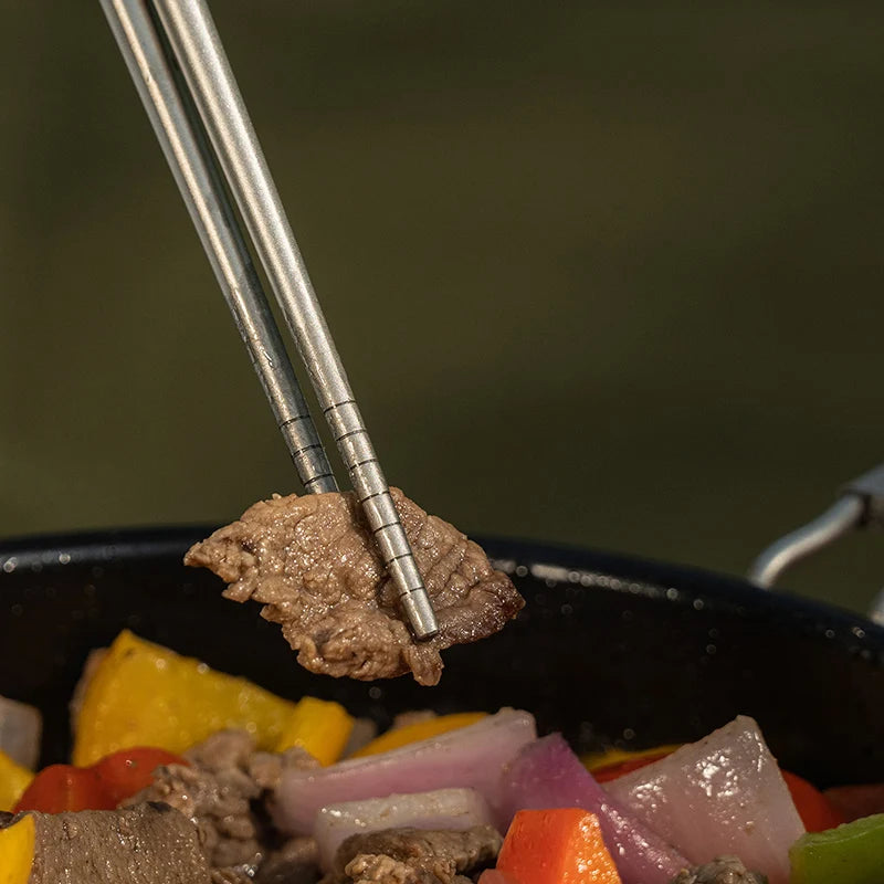 Boundless Voyage Camping Titanium Cutlery Set Outdoor Utensils Long Handle Soup Spoon Fork Chopsticks Ultralight Metal Tableware Ti1070T