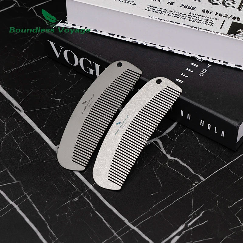 Boundless Voyage Titanium Hair Beard Comb Anti-Static Pocket Comb for Unisex, 2mm Thick, for Home Travel Ti9011B