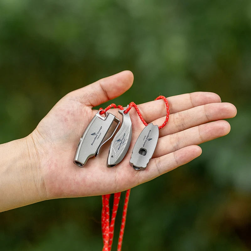 Boundless Voyage 120dB Titanium Survival Whistle Compact Emergency Safety Whistle Ultralight Whistles for Outdoor Hiking Camping Ti9028O