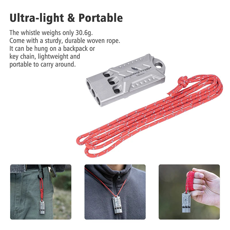 Titanium Whistle Emergency Survival Safety Whistles with Lanyard Loud