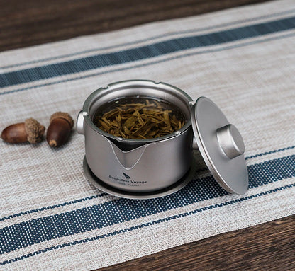 Boundless Voyage Titanium Gaiwan Teapot Cups Double-Layer Tea Maker with Lid & Filter Ultralight Kungfu Tea Set Stackable Mugs Ti3137D