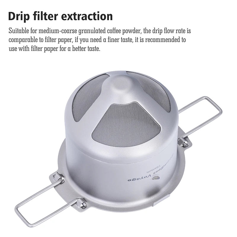 Boundless Voyage Titanium Coffee Drip Filter Ultralight Portable Folding Hanging Ear Mini Hand Brewed Coffee Filter Ti6002P