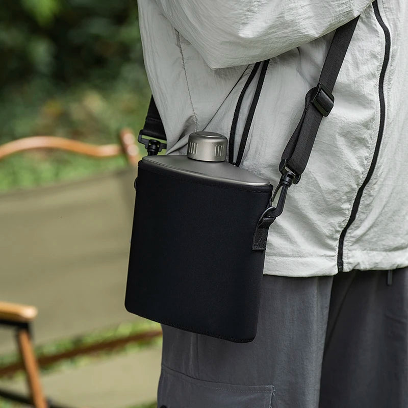 Boundless Voyage Titanium Flask 1.4L Water Bottle Leak-Proof Anti-Slip Cap Ultra-Lightweight & Durable for Camping Hiking Travel Ti3008D
