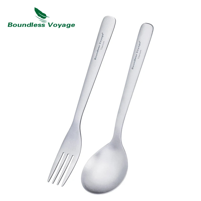 Boundless Voyage Camping Titanium Cutlery Set Outdoor Utensils Long Handle Soup Spoon Fork Chopsticks Ultralight Metal Tableware Ti1070T