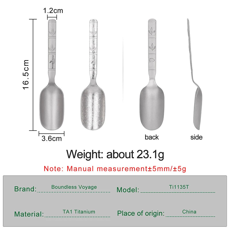 Boundless Voyage Titanium Tea Scoop Long Handle Ultralight Coffee Scoop Portable Loose Leaf Tea Spoon for Camping Home Kitchen