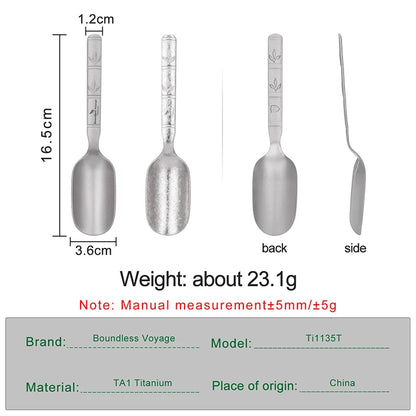 Boundless Voyage Titanium Tea Scoop Long Handle Ultralight Coffee Scoop Portable Loose Leaf Tea Spoon for Camping Home Kitchen