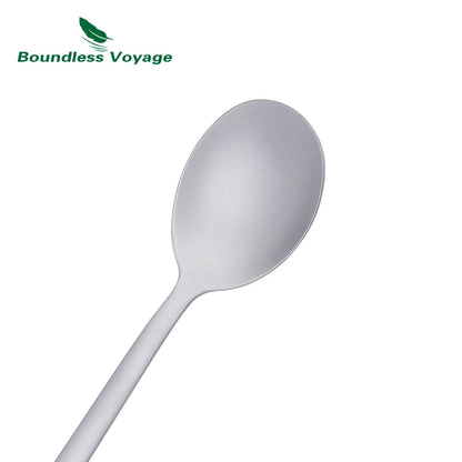 Boundless Voyage Camping Titanium Cutlery Set Long Handle Spoon Fork Knife Chopsticks Uncoated Outdoor Travel Metal Tableware Ti1055T