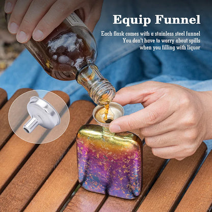 Boundless Voyage 170ml Titanium Hip Flask Liquor Flask Outdoor Travel Camping Ultralight Leakproof Pocket Wine Bottle for Whiskey Vodka Rum Ti3263D