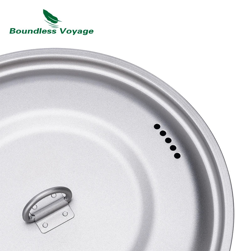 Boundless Voyage Titanium Pot Camping Cookware Hanging Soup Pot with Lid Outdoor Cooking Kit Lightweight Kitchen Ware Tableware Ti2045C