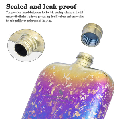 Boundless Voyage 170ml Titanium Hip Flask Liquor Flask Outdoor Travel Camping Ultralight Leakproof Pocket Wine Bottle for Whiskey Vodka Rum Ti3263D