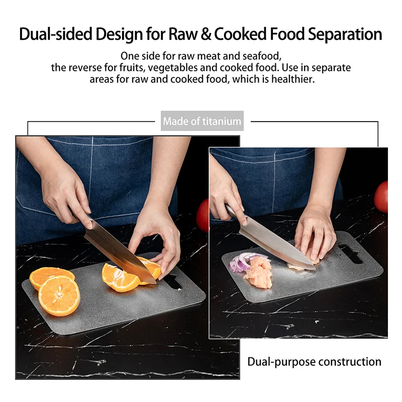 Boundless Voyage Pure Titanium Cutting Board Multifunctional Chopping Board for Kitchen Lightweight Camping Cutting Mat Ti5009P