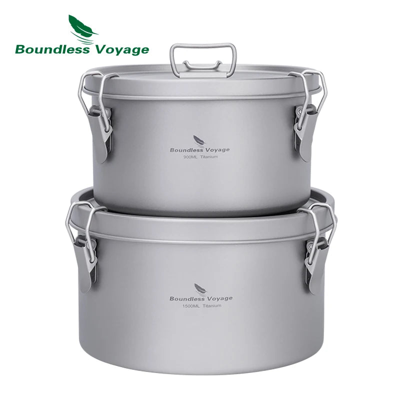 Boundless Voyage Titanium Lunch Box 900ml / 1.5L Leakproof Bento Box with Sealed & Vent Lid Portable Camping Food Container Ti2086C
