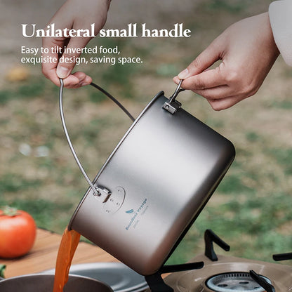 Boundless Voyage Titanium Pot Camping Cookware Hanging Soup Pot with Lid Outdoor Cooking Kit Lightweight Kitchen Ware Tableware Ti2045C