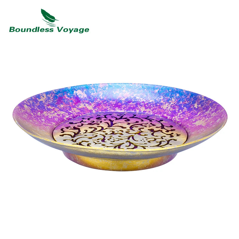 Boundless Voyage Titanium Cup Saucer, Detachable Drainage Coaster, Lightweight Tea Coffee Tray 13cm Plate for Camping Hiking Ti3201D