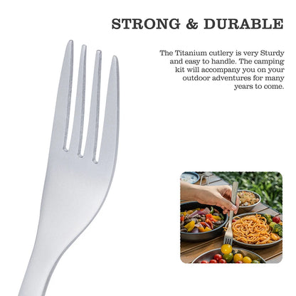 Boundless Voyage Camping Titanium Cutlery Set Outdoor Utensils Long Handle Soup Spoon Fork Chopsticks Ultralight Metal Tableware Ti1070T