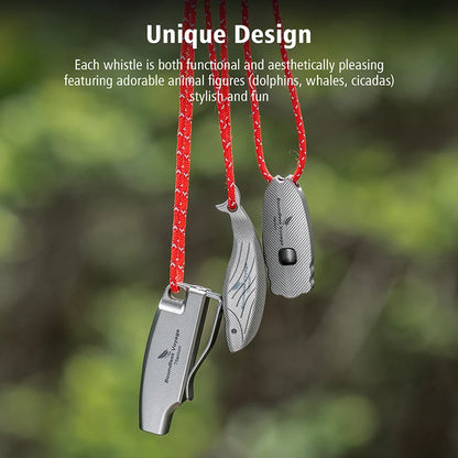Boundless Voyage 120dB Titanium Survival Whistle Compact Emergency Safety Whistle Ultralight Whistles for Outdoor Hiking Camping Ti9028O