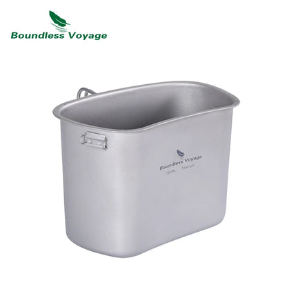 Boundless Voyage Titanium Military Canteen Cups Set 1100ml+750ml+400ml with Lid Chain Camping Cookware Outdoor Cooking Kit