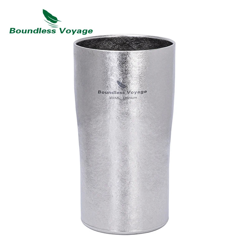 Boundless Voyage 10oz (300ml) Titanium Cup Ultralight Double Wall Insulated Beer Coffee Tea Juicy Mug for Camping Picnic Home Ti3246D