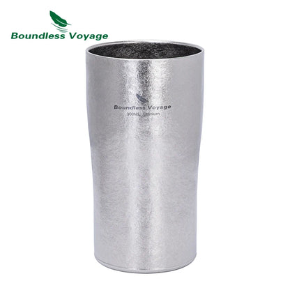 Boundless Voyage 10oz (300ml) Titanium Cup Ultralight Double Wall Insulated Beer Coffee Tea Juicy Mug for Camping Picnic Home Ti3246D