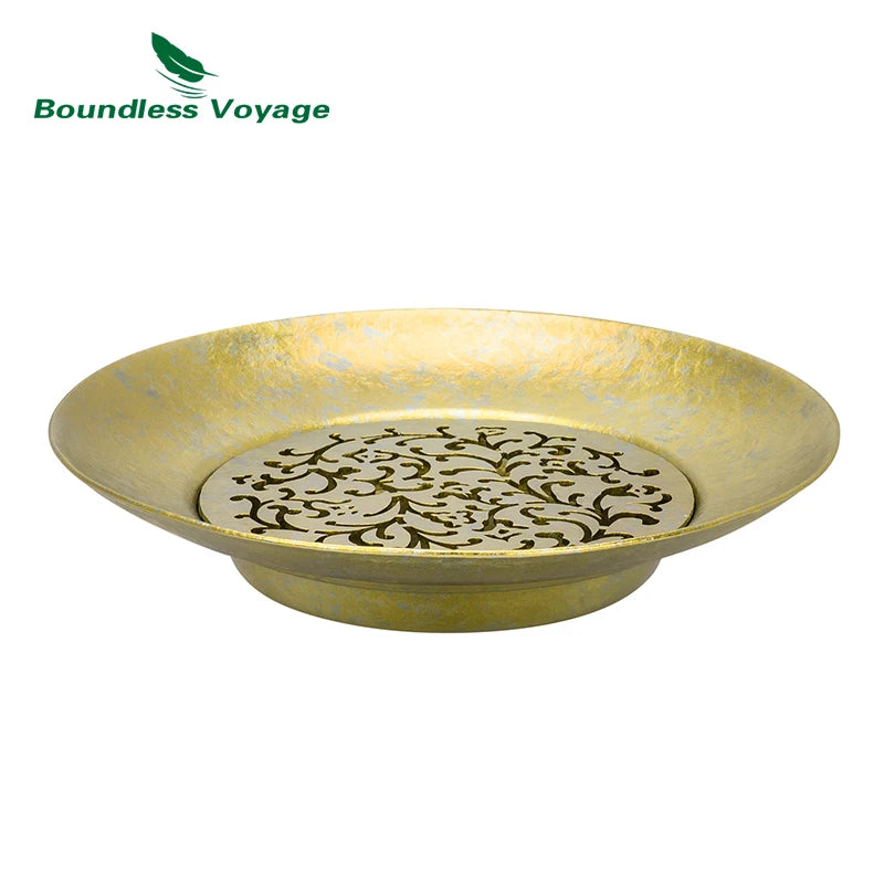 Boundless Voyage Titanium Cup Saucer, Detachable Drainage Coaster, Lightweight Tea Coffee Tray 13cm Plate for Camping Hiking Ti3201D