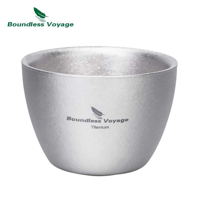 Boundless Voyage 40ml Titanium Tea Cups Mini Double-walled Sake Cup Wine Mug Outdoor Camping Tableware Durable Drinkware Ti3089D
