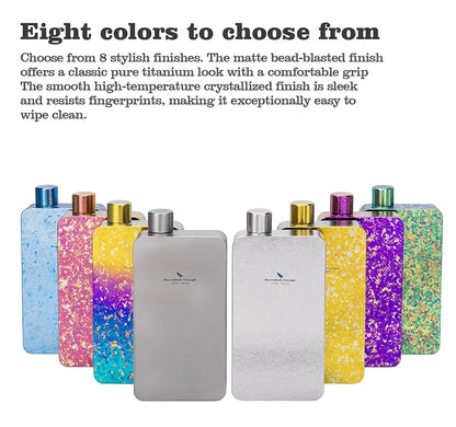 Boundless Voyage 400ml Titanium Flask Leakproof Metal Liquor Wine Bottle Ultralight for Camping & Travel Gift for Men Ti3267D