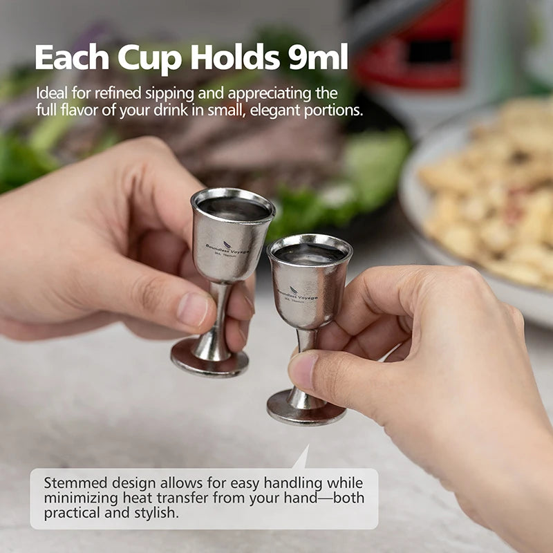 Boundless Voyage Titanium Sake Set 150ml Lightweight Carafe & 2 Cups for Sake, Soju, Wine | Portable Drinkware Gift Ti3266D