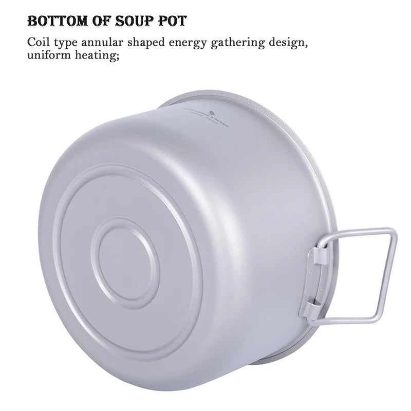 Boundless Voyage Titanium Steam Pot Compact Food Steamer Pan Camping Pot Outdoor Cookware Lightweight Portable Hiking Saucepan