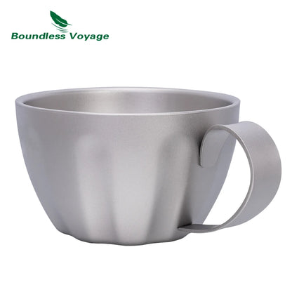Boundless Voyage Titanium Espresso Cup 120ml Double Wall Coffee Cup, Compact & Lightweight & Heat Insulated, Fixed Handle Ti3088D