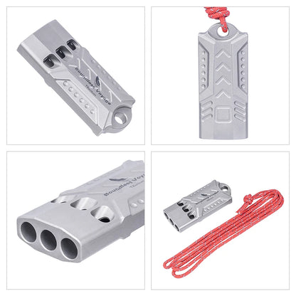 Boundless Voyage Boundless Voyage Titanium Whistle – 3-Hole, 120dB, Pea-less, Waterproof, Keychain Ready Ti9022O