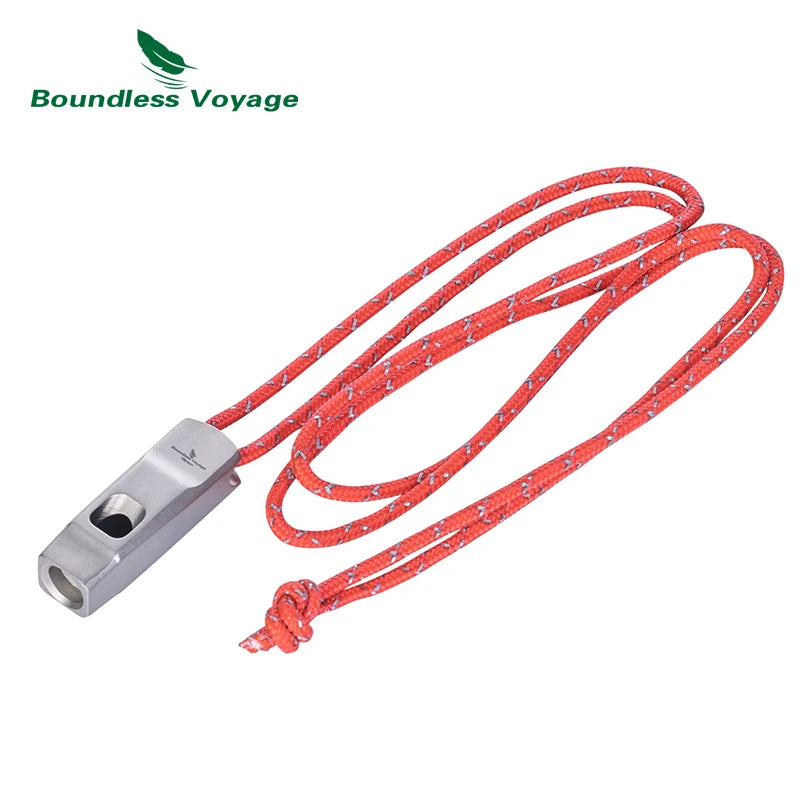 Boundless Voyage Titanium Whistle 120dB Emergency Survival Safety Gear Camping Loud Signal Whistle with Lanyard Ti9020O
