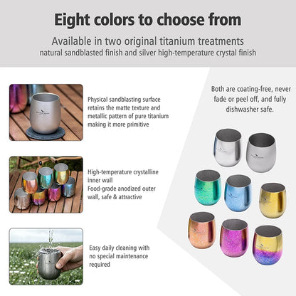 Boundless Voyage Pure Titanium Double-Walled Cup Egg Shape Lightweight Portable Coffee Water Mug Outdoor Camping Drinking Cup Ti3084D