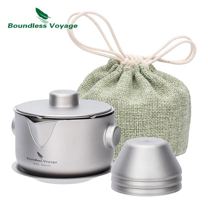 Titanium Gaiwan Teapot Cups Double-Layer Tea Maker with Lid & Filter