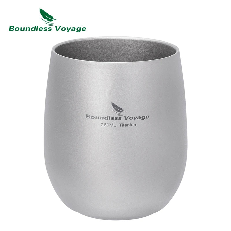 Boundless Voyage Pure Titanium Double-Walled Cup Egg Shape Lightweight Portable Coffee Water Mug Outdoor Camping Drinking Cup Ti3084D