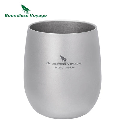 Boundless Voyage Pure Titanium Double-Walled Cup Egg Shape Lightweight Portable Coffee Water Mug Outdoor Camping Drinking Cup Ti3084D