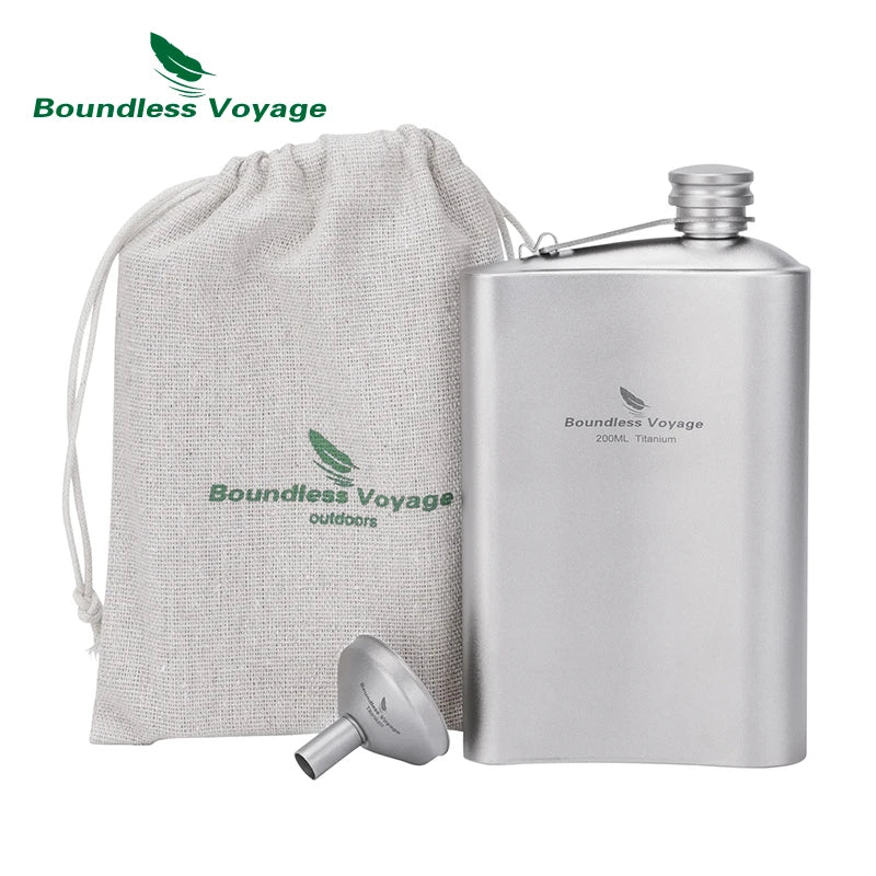 Boundless Voyage 200ml Titanium Hip Flask Ultralight Camping Flask Bottle for Whiskey Vodka Wine Outdoor Travel Equipment Ti3261D
