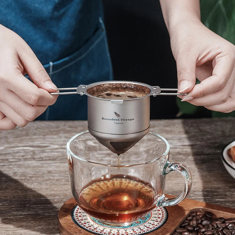 Boundless Voyage Titanium Coffee Drip Filter Ultralight Portable Folding Hanging Ear Mini Hand Brewed Coffee Filter Ti6002P