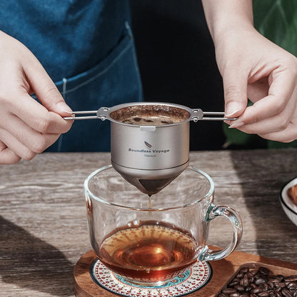 Boundless Voyage Titanium Coffee Drip Filter Ultralight Portable Folding Hanging Ear Mini Hand Brewed Coffee Filter Ti6002P