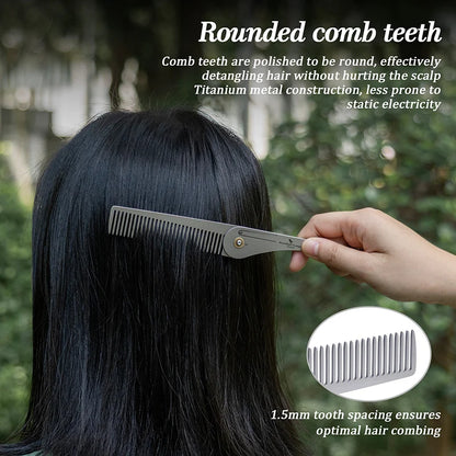 Titanium Foldable Comb Ultra Lightweight Travel Hair Comb, Anti-Static & Portable Pocket Comb for Men Women Ti9011A