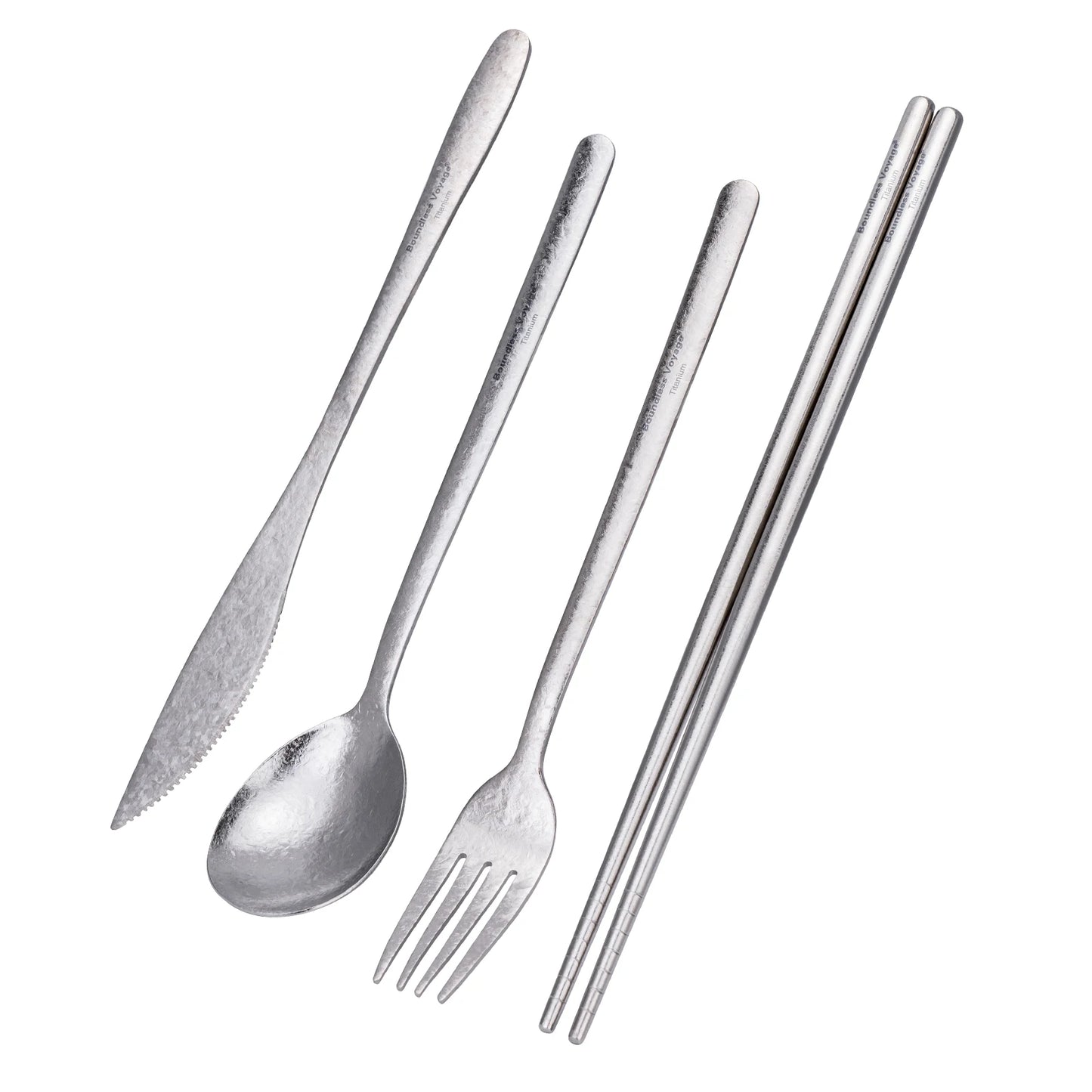 Boundless Voyage Camping Titanium Cutlery Set Long Handle Spoon Fork Knife Chopsticks Uncoated Outdoor Travel Metal Tableware Ti1055T