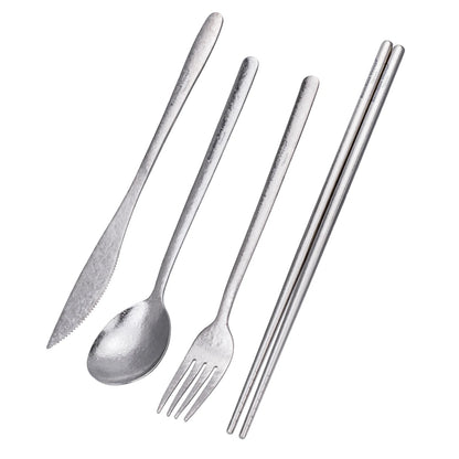 Boundless Voyage Camping Titanium Cutlery Set Long Handle Spoon Fork Knife Chopsticks Uncoated Outdoor Travel Metal Tableware Ti1055T